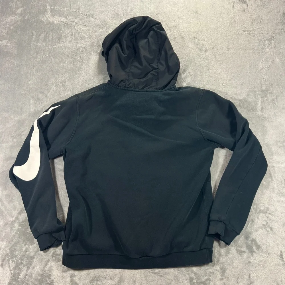 NIKE Full‎ Zip Hoodie Mens Large Black Oversized Swoosh 804714-010 Casual